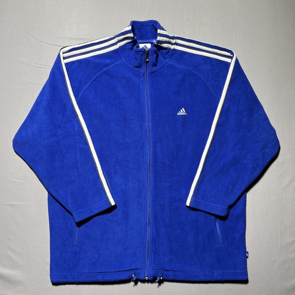 adidas Other - Vintage Adidas Jacket Mens Large Fleece Three Stripes Full‎ Zip 90s 614617